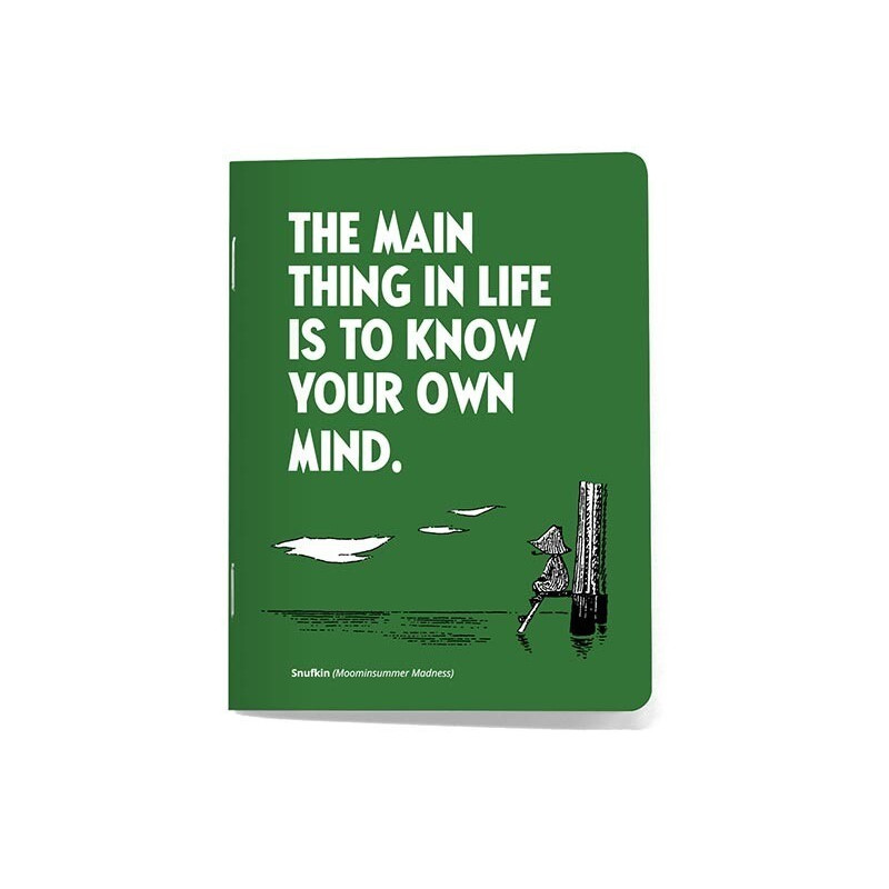 Moomin Small Notebook 9 x 12 cm The Main Thing in Life Text Green