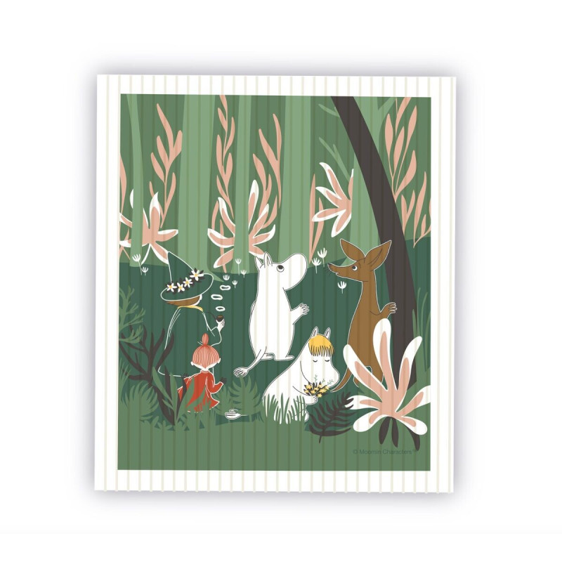 Moomin Dishcloth Green Forest 17 x 20 cm