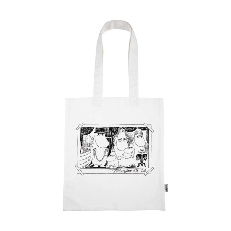 Moomin Family White Flat Totebag Ecobag Cotton