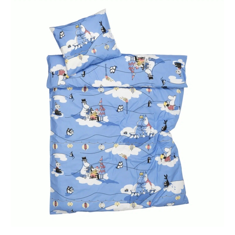 Moomin Duver Cover Pillowcase Set Winter Bonfire 150 x 210 cm Arabia