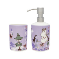 Moomin Toothbrush Holder and Soap Dispenser Set Flower Garden