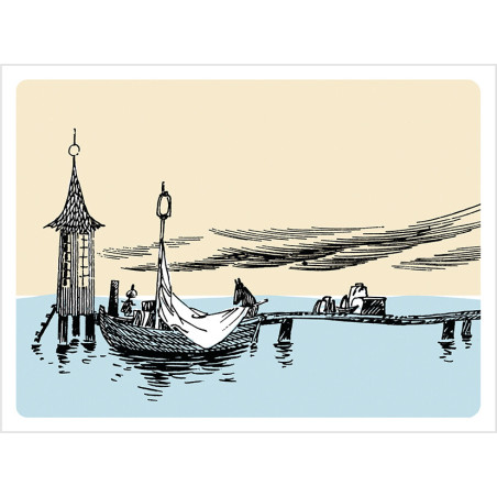 Moomin Greeting Card Letterpressed Sailing Boat