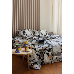 Moomin Duvet Cover Pillowcase Set 150 x 210 cm Comic Strip Black