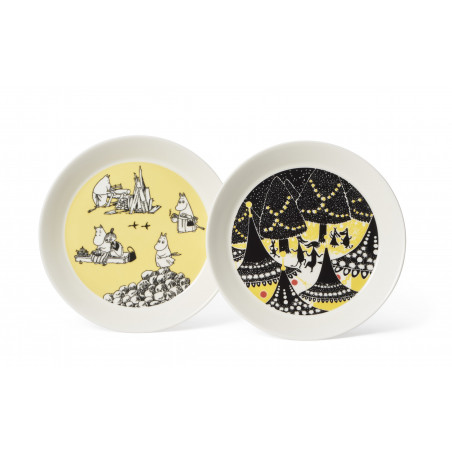 Moomin Collectors Plate 19 cm 2-pack Yellow and Hurray