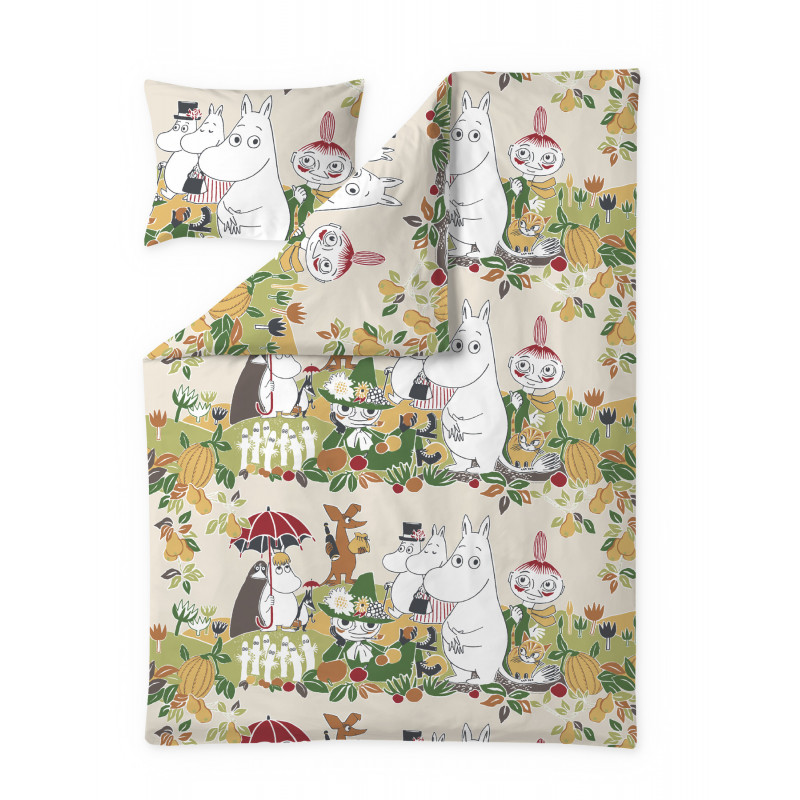 Moomin Duvet Cover Pillowcase Park Yellow Green 150 X 210 Cm